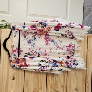 Floral abstract macrame tassel kimono cardigan